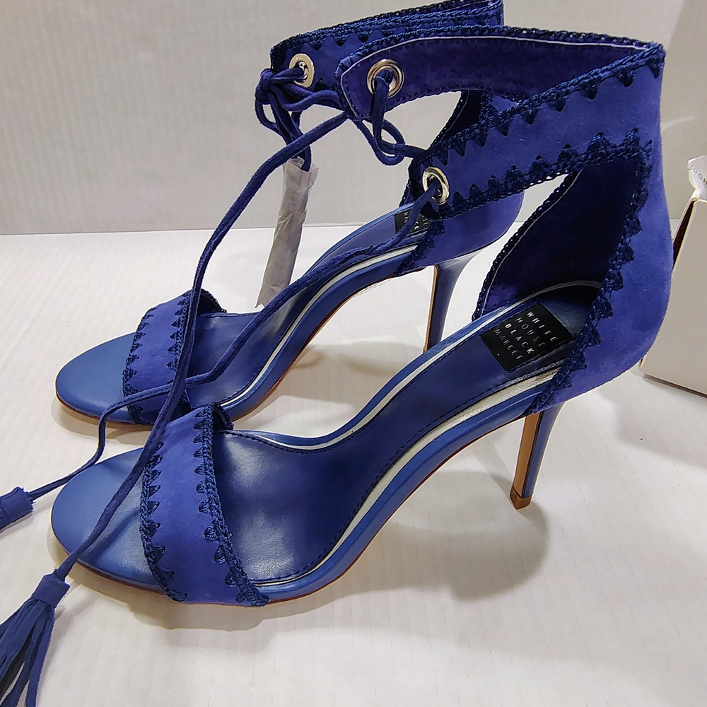 WHBM Elegant Ultra Marine Blue Lace-Up Heels